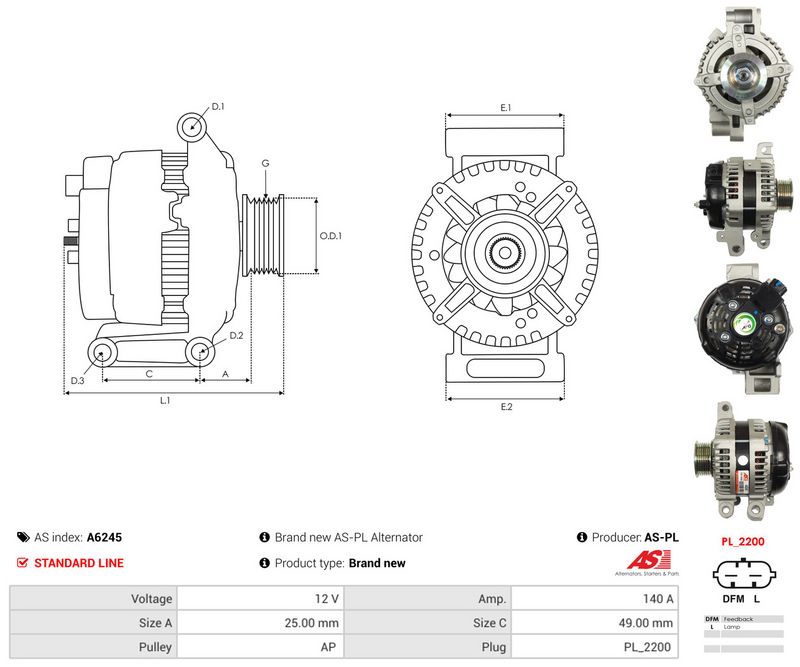 AS-PL A6245 Alternator