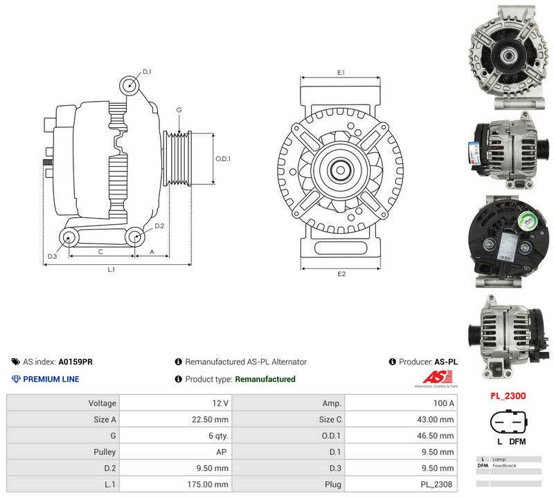 Generaator, AS-PL A0159PR