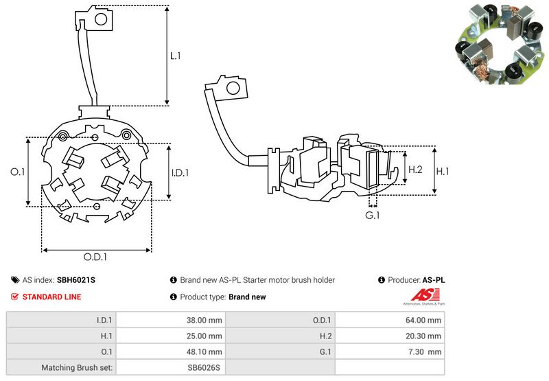 AS-PL SBH6021S Holder, carbon brushes