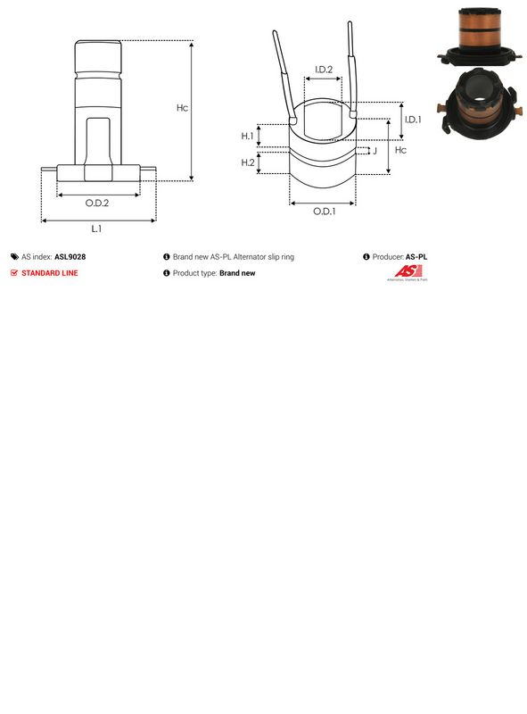 AS-PL ASL9028 Slip Ring, alternator