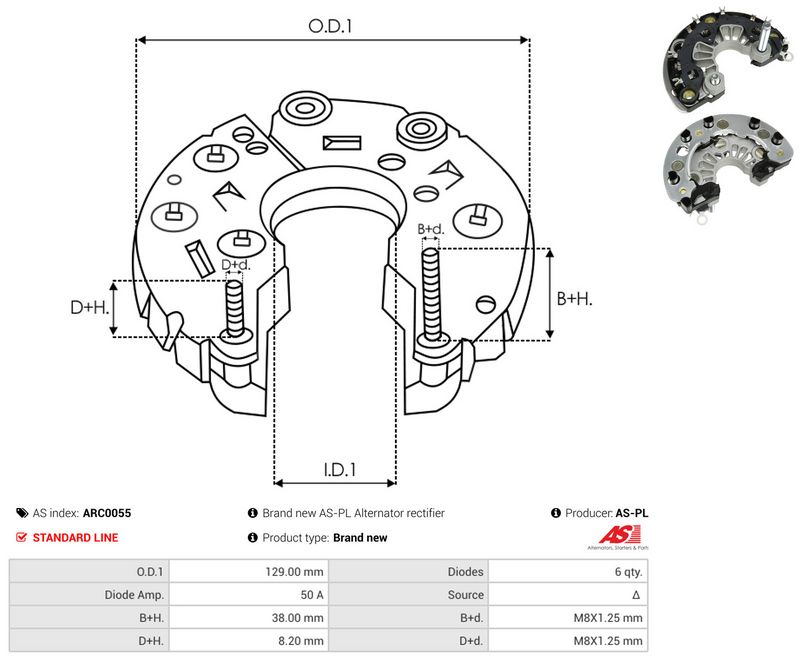AS-PL ARC0055 Rectifier, alternator