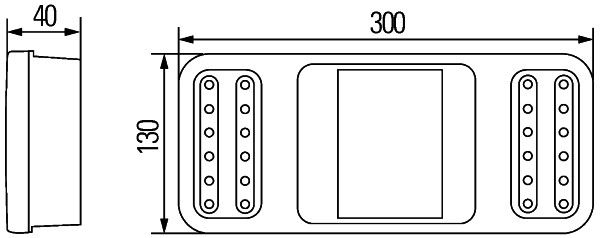 světlo koncové LED, Coluna, L/P, kabel 500mm 2VP345900-221