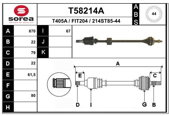 EAI hajtótengely T58214A