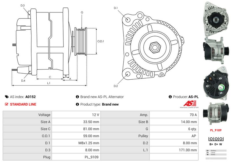 AS-PL A0152 Alternator