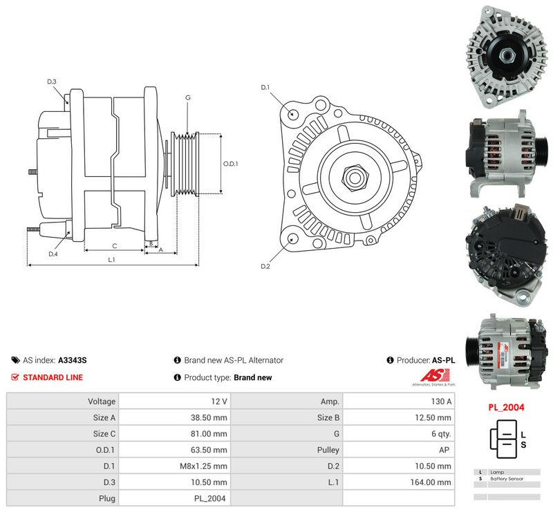 Generaator, AS-PL A3343S