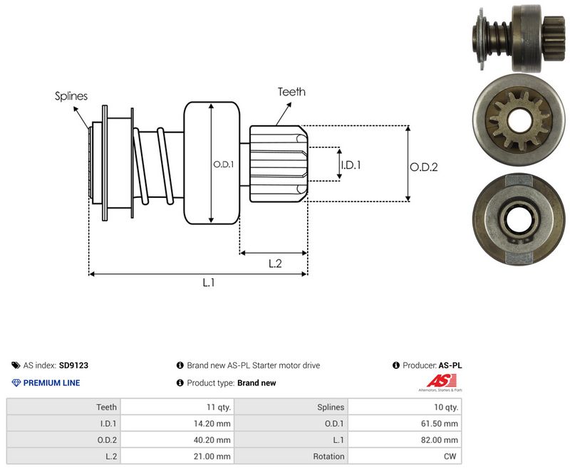 AS-PL SD9123 Freewheel Gear, starter