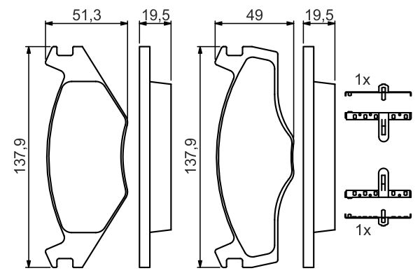 BOSCH колодки тормозные передний Volkswagen Jetta -92, Passat -88 19,7mm