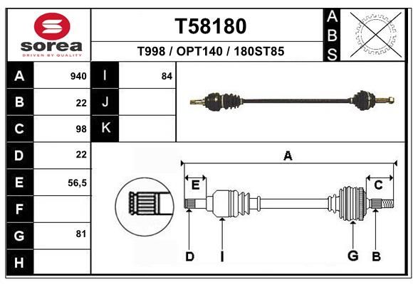 EAI hajtótengely T58180