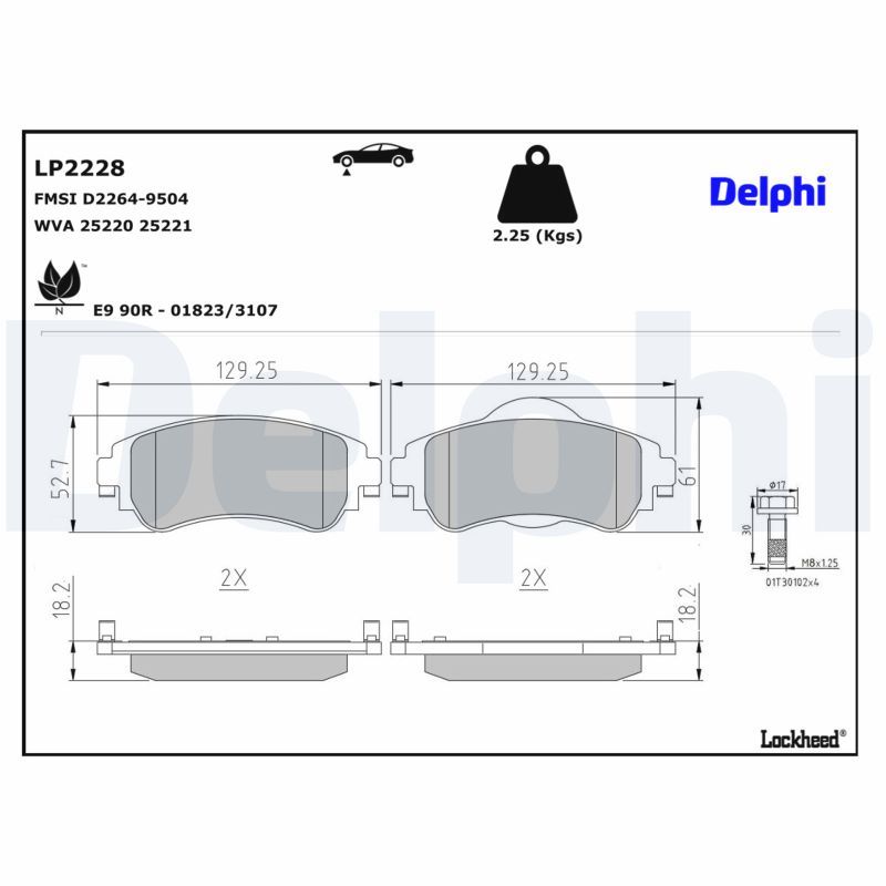 Piduriklotsi komplekt, ketaspidur, DELPHI LP2228