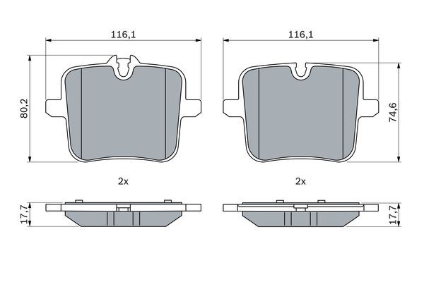 Комплект гальмівних накладок, дискове гальмо, Bosch 0986424923