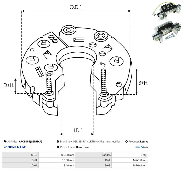 AS-PL ARC9066(LETRIKA) Rectifier, alternator