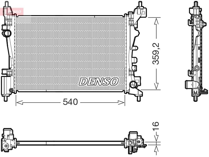 Радіатор, система охолодження двигуна, Denso DRM20130