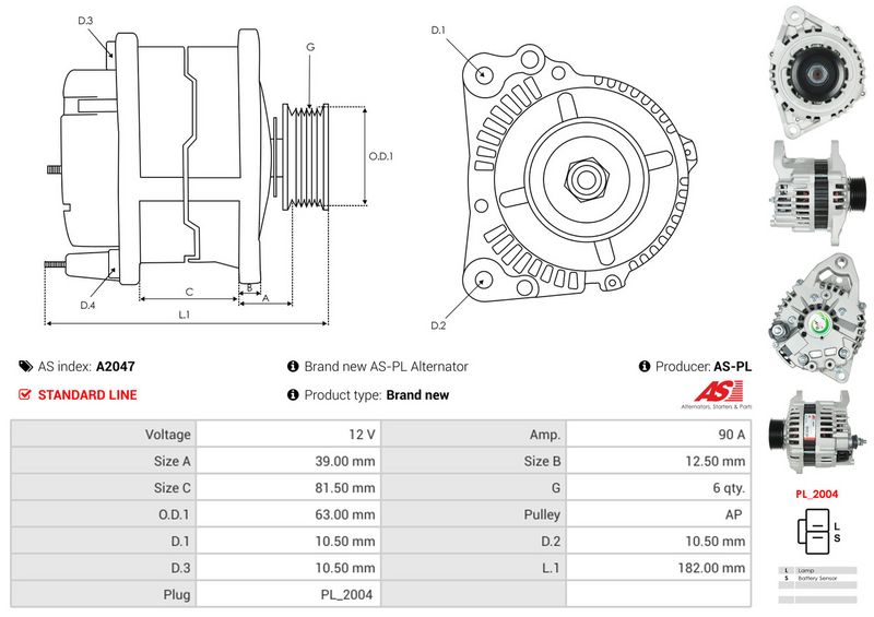 AS-PL A2047 Alternator