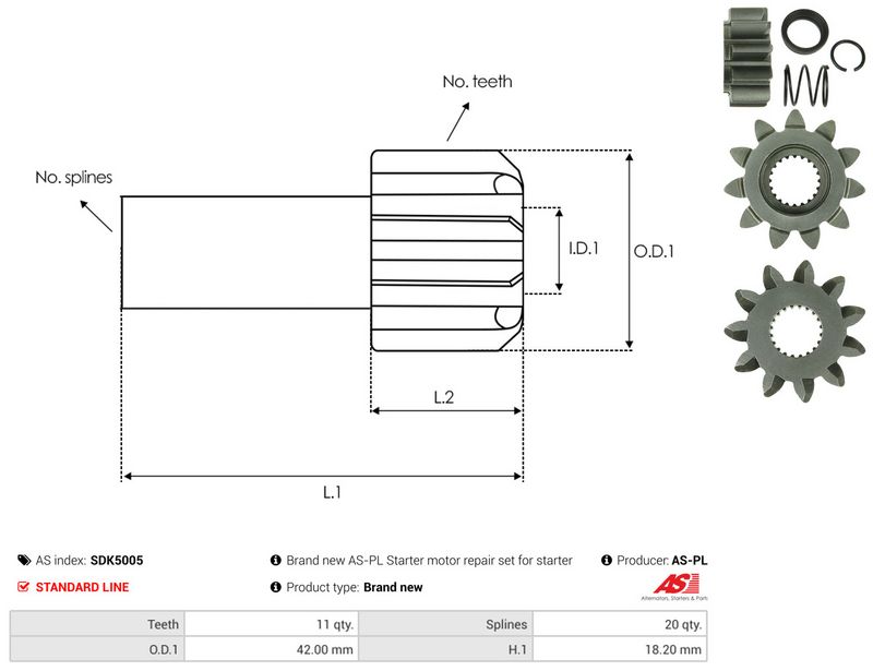 AS-PL SDK5005 Freewheel Gear, starter