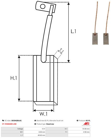 AS-PL BX204(BULK) Carbon Brush, alternator