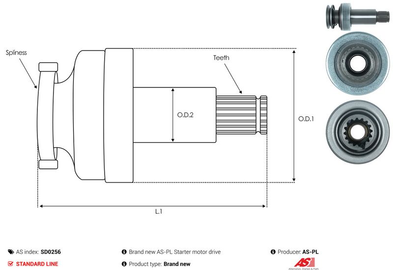 AS-PL SD0256 Freewheel Gear, starter