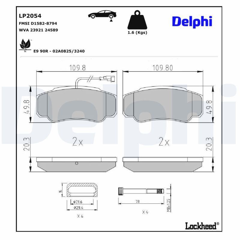 Piduriklotsi komplekt, ketaspidur, DELPHI LP2054