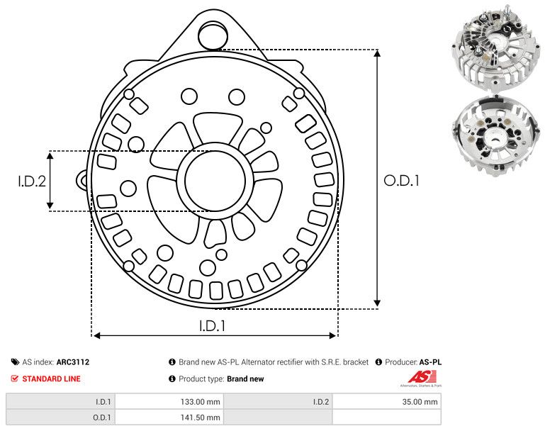 Kaitsekate, generaator, AS-PL ARC3112