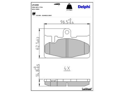 DELPHI LP1690 - Brake Pad Set, disc brake
