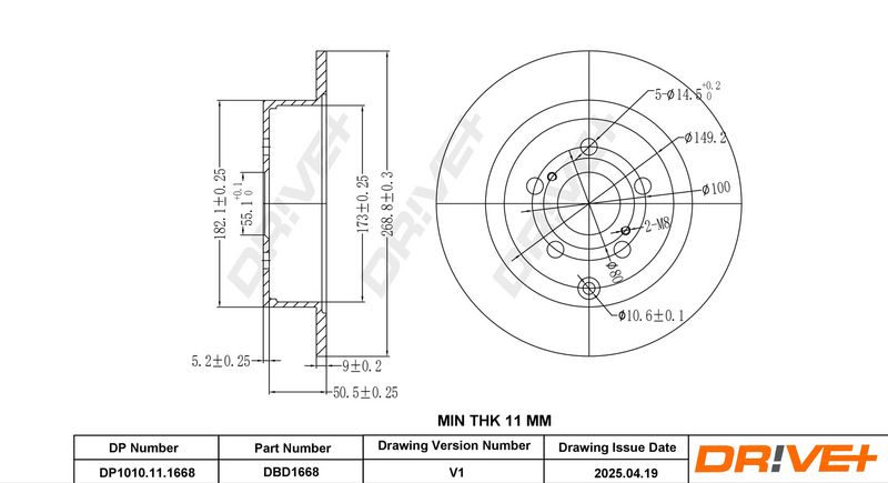 Disc frana DP1010.11.1668 Dr!ve+