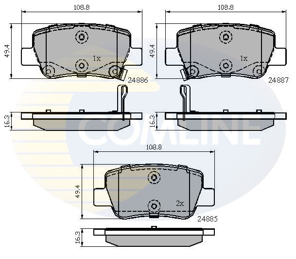 Комплект гальмівних накладок, дискове гальмо, Comline CBP32026