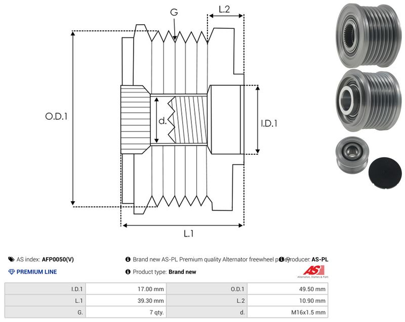 AS-PL AFP0050(V) Alternator Freewheel Clutch