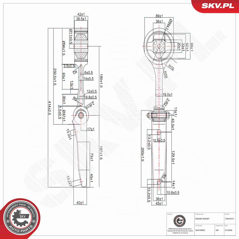 ESEN SKV 75SKV515 Mounting, engine