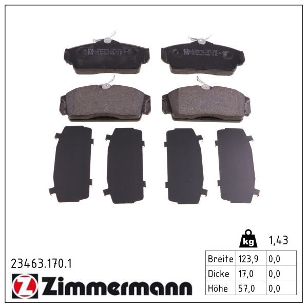 комплект спирачно феродо, дискови спирачки ZIMMERMANN