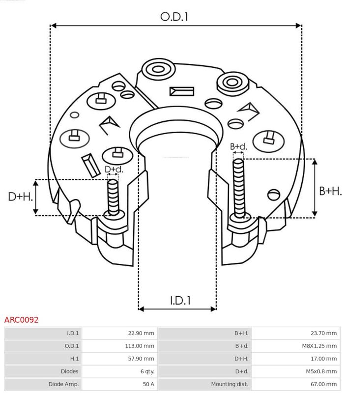 AS-PL ARC0092 Rectifier, alternator