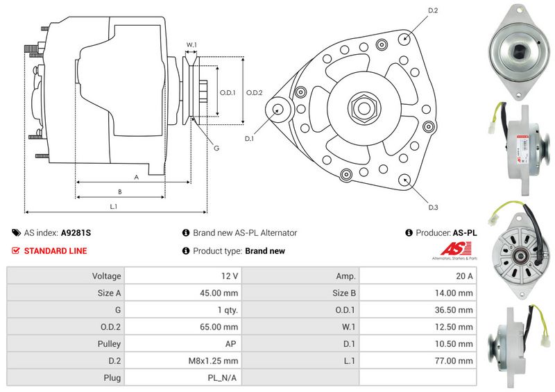 AS-PL A9281S Alternator