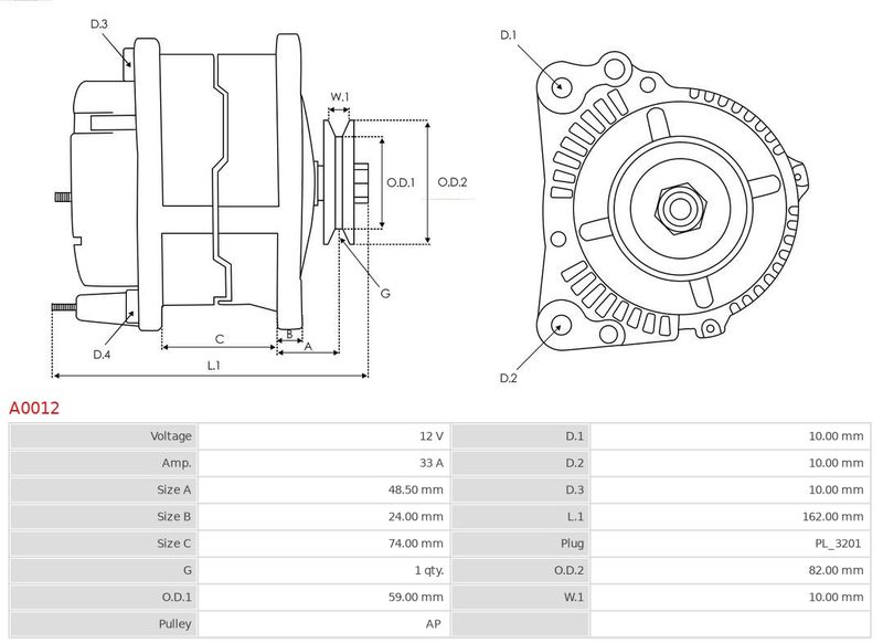 AS-PL A0012 Alternator