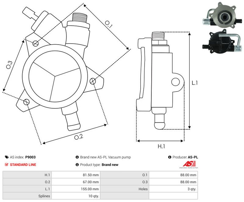 Pump, pidurisüsteem, AS-PL P9003