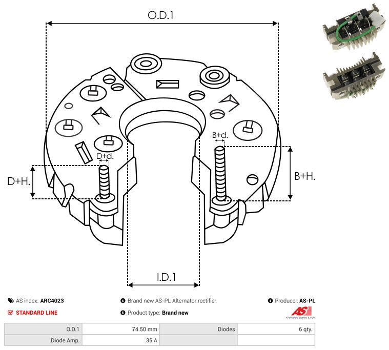 AS-PL ARC4023 Rectifier, alternator