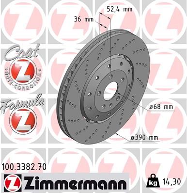 Гальмівний диск, Zimmermann 100.3382.70