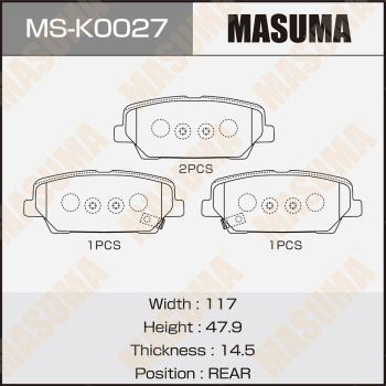 Комплект гальмівних колодок, Masuma MS-K0027