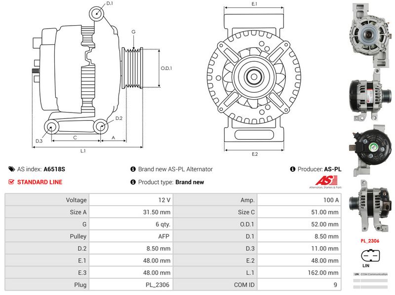 AS-PL A6518S Alternator