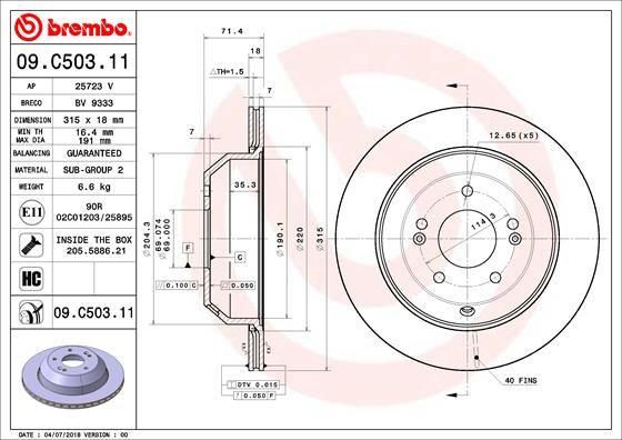 Гальмівний диск, Brembo 09.C503.11