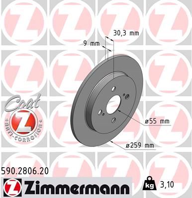 ZIMMERMANN féktárcsa 590.2806.20