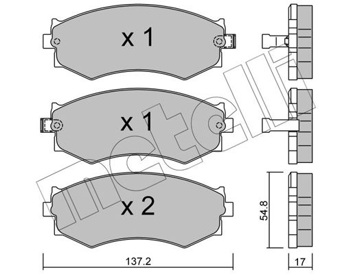 Комплект гальмівних накладок, дискове гальмо, Metelli 22-0190-1