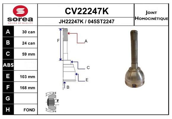 EAI csuklókészlet, hajtótengely CV22247K