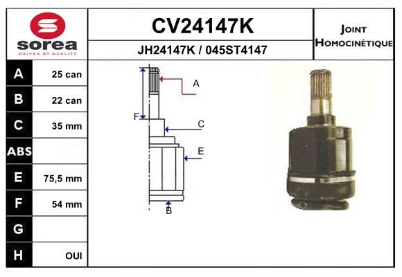 EAI csuklókészlet, hajtótengely CV24147K