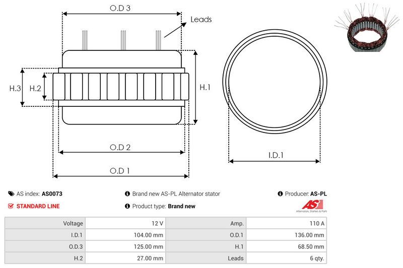 Staator, generaator, AS-PL AS0073