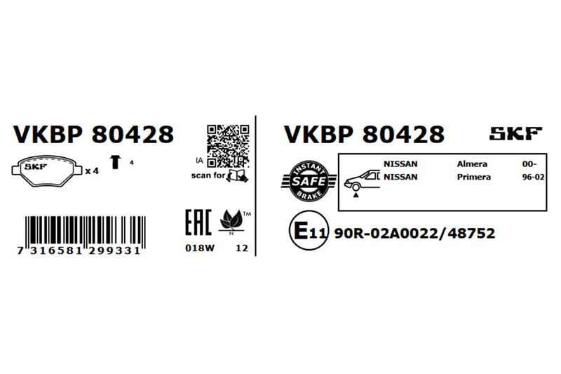 SKF VKBP 80428 Brake Pad Set, disc brake