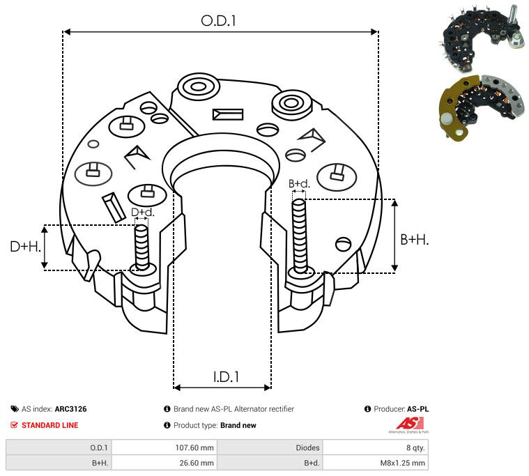 AS-PL ARC3126 Rectifier, alternator