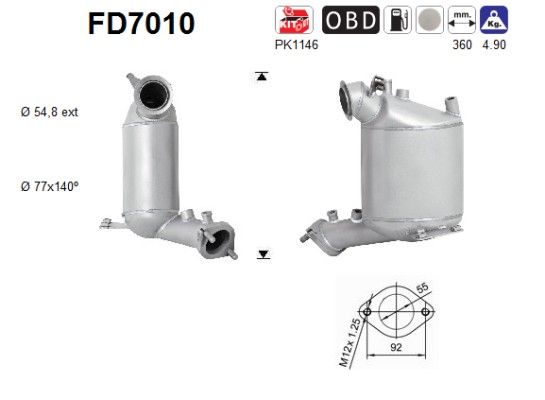 AS FD7010 Протисажний/пиловий фільтр, система відведення ВГ