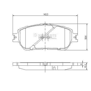 Комплект гальмівних накладок, дискове гальмо, Nipparts J3602121