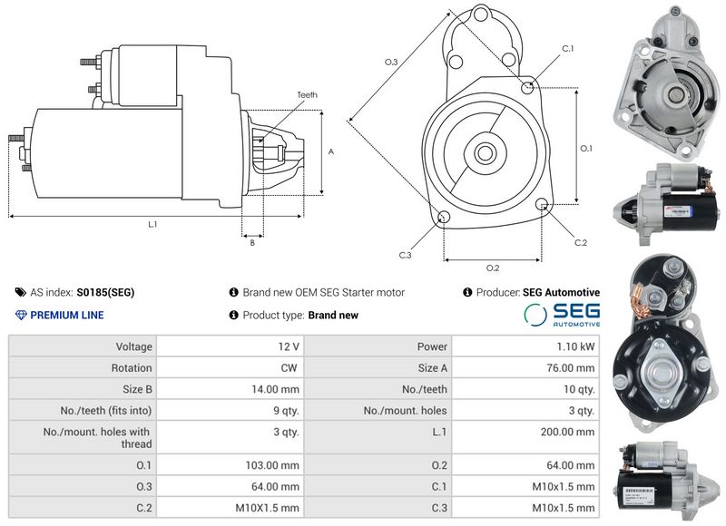 AS-PL S0185(SEG) Starteris