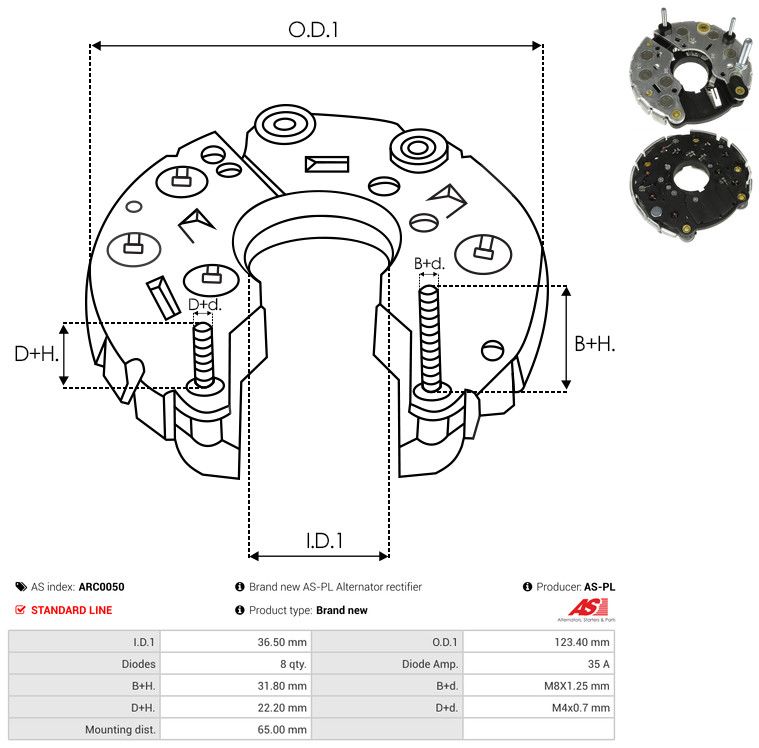 AS-PL ARC0050 Rectifier, alternator