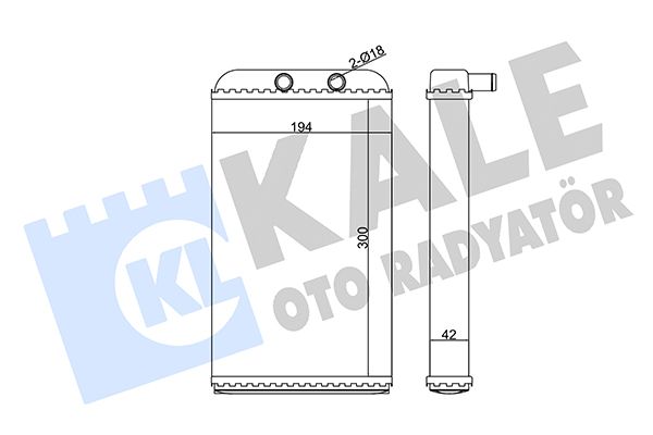 Теплообмінник, система опалення салону, Citroen Jumper, Peugeot Boxer, Fiat Ducato (346285) KALE OTO RADYATOR, Kale Oto Radyatör 346285