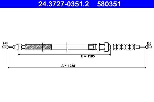 ATE Trekkabel, parkeerrem 24.3727-0351.2